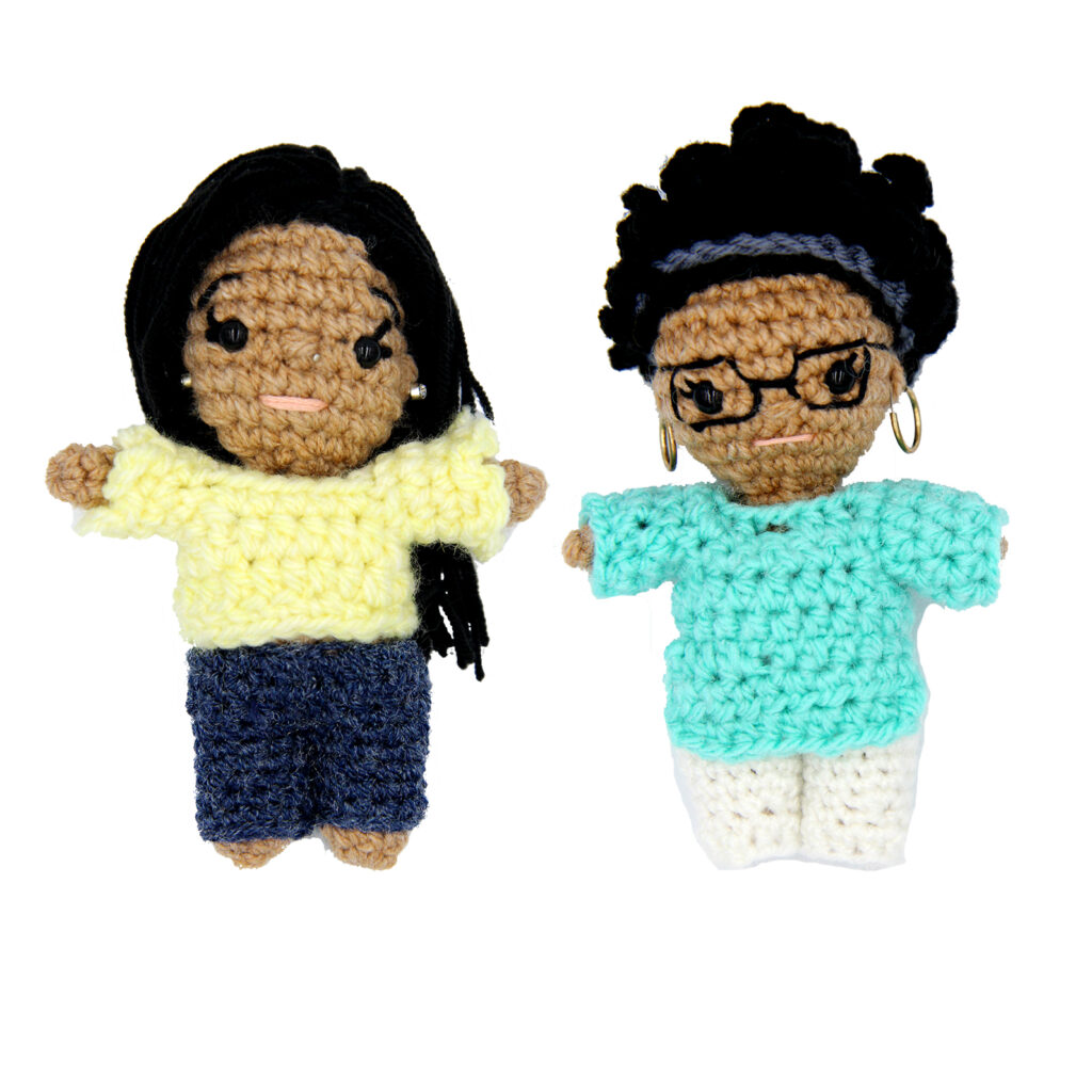 mini crochet dolls - Kiran and Shama
