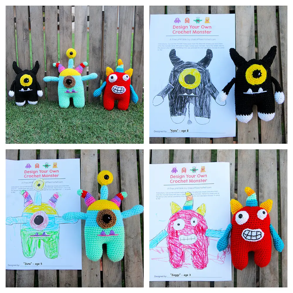 Design your own crochet monster pattern and printable
