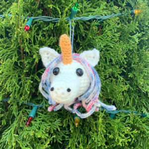 amigurumi unicorn ornament