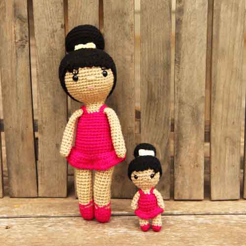 big and small crochet ballerina dolls