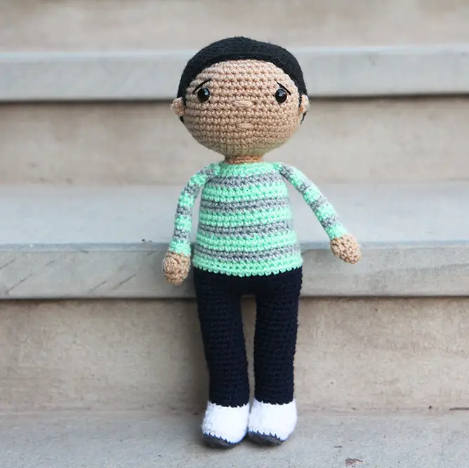 boy crochet doll without baseball cap