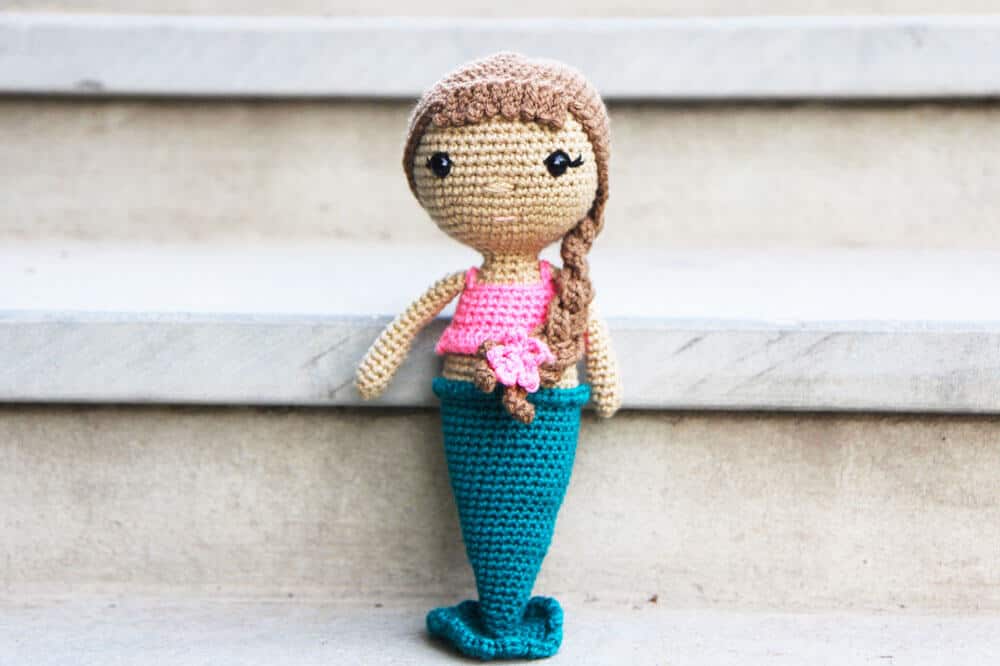 Amigurumi mermaid doll with a braid