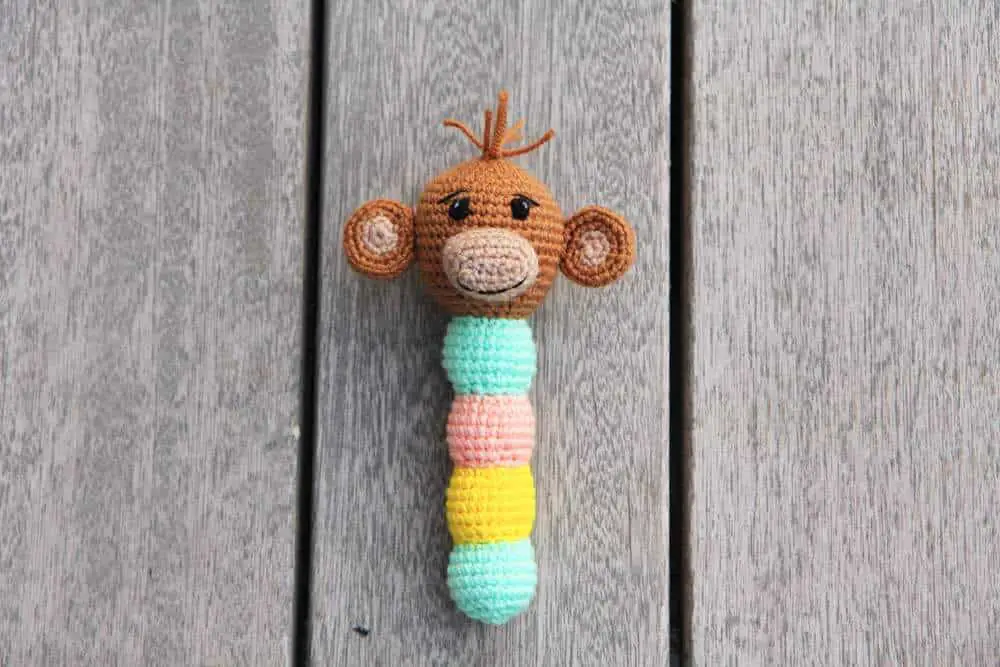 crochet monkey baby rattle free pattern