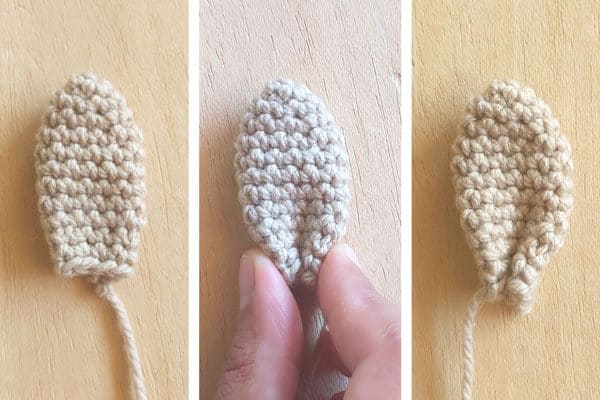 step by step tutorial on how to assemble the crochet bunny ears