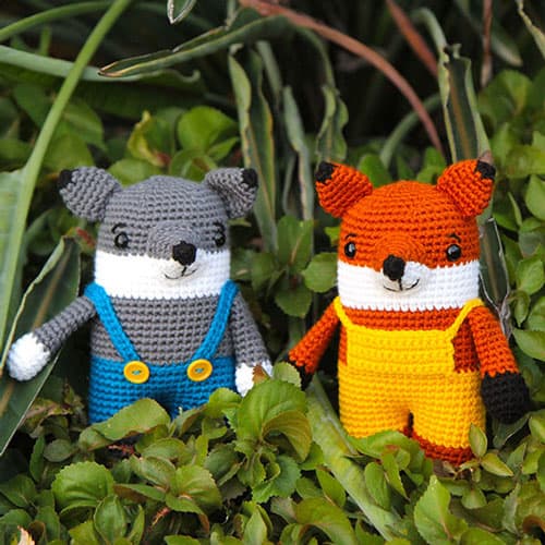 crochet fox and wolf amigurumi