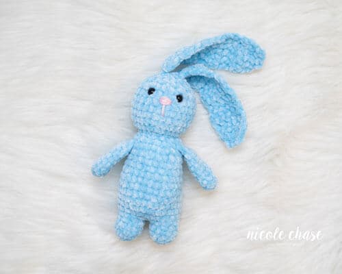 crochet bunny with long years made in one piece