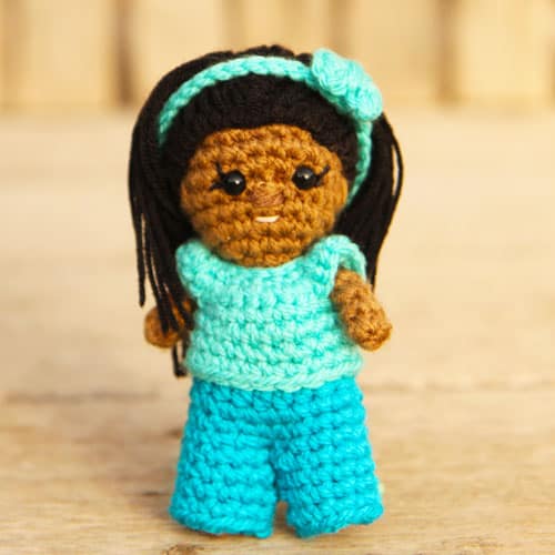 small crochet doll with long hair