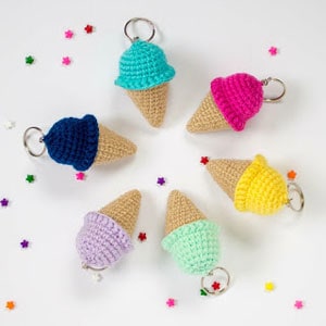 crochet ice cream cone keychains