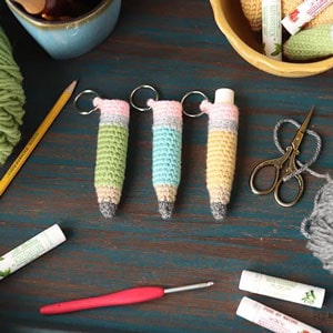 pencil crochet chapstick holder keyring