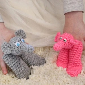 crochet elephant finger puppets