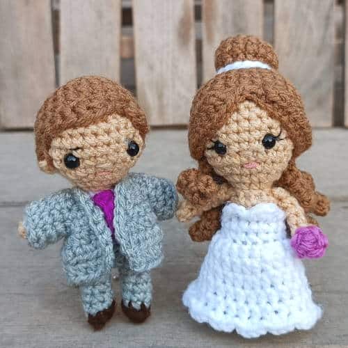 amigurumi bride and groom dolls