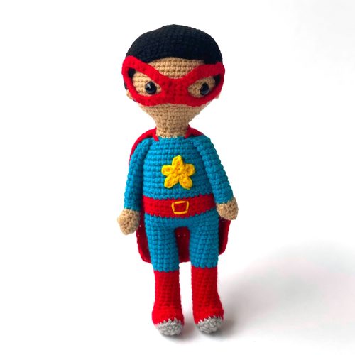 crochet superhero boy doll