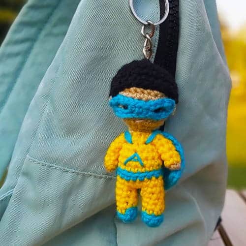small crochet boy superhero