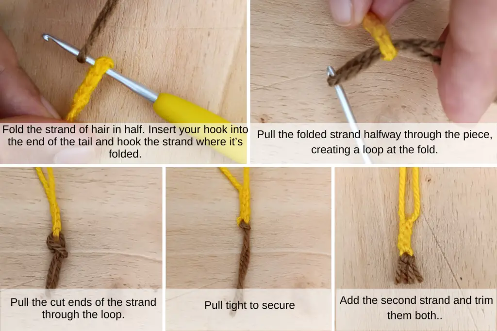 how to latch on hair for the lion tail
