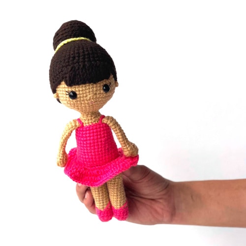 crochet ballerina doll being held