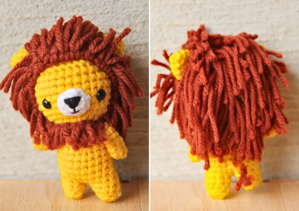Crochet lion mane, front and back