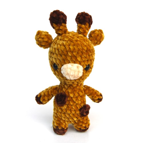 small crochet giraffe with velvet yarn
