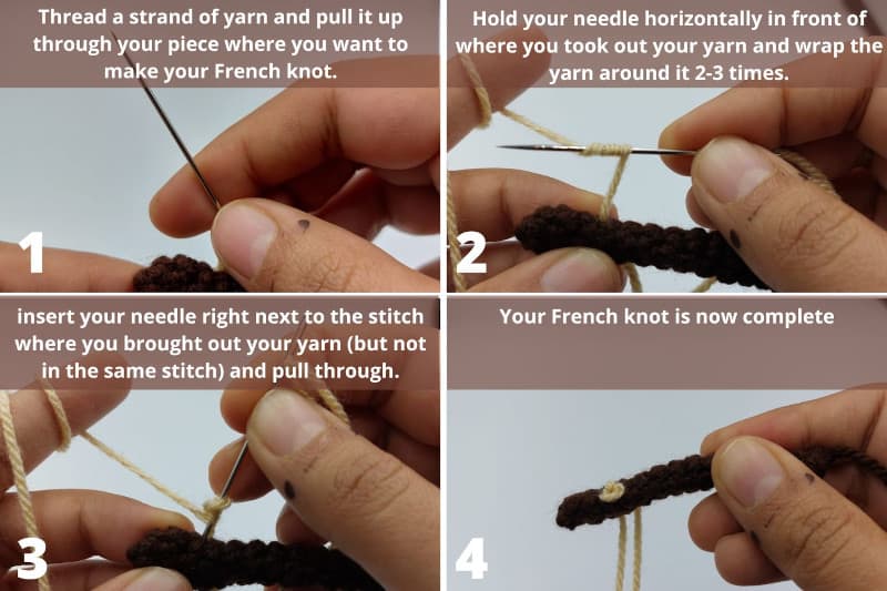 step by step tutorial on how to crochet a French Knot