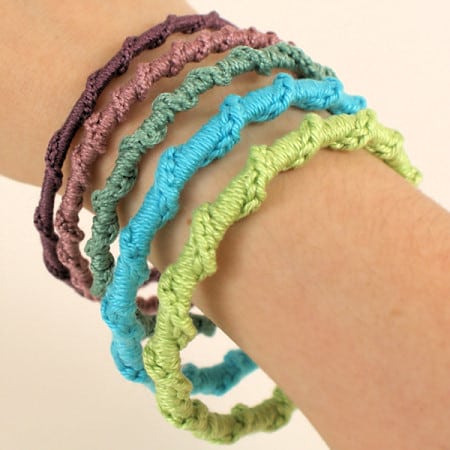 bangles with a crochet exterior