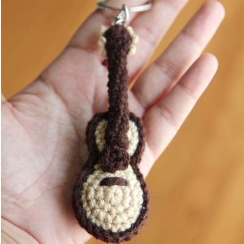crochet guitar keychain