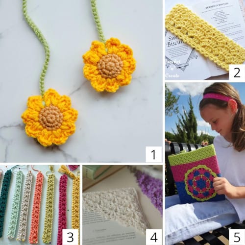 crochet bookmarks and bookcovers for teacher gifts