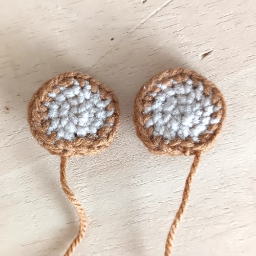 crochet monkey ears in beige and brown