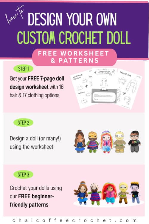 how to design your own custom crochet doll Pinterest pin