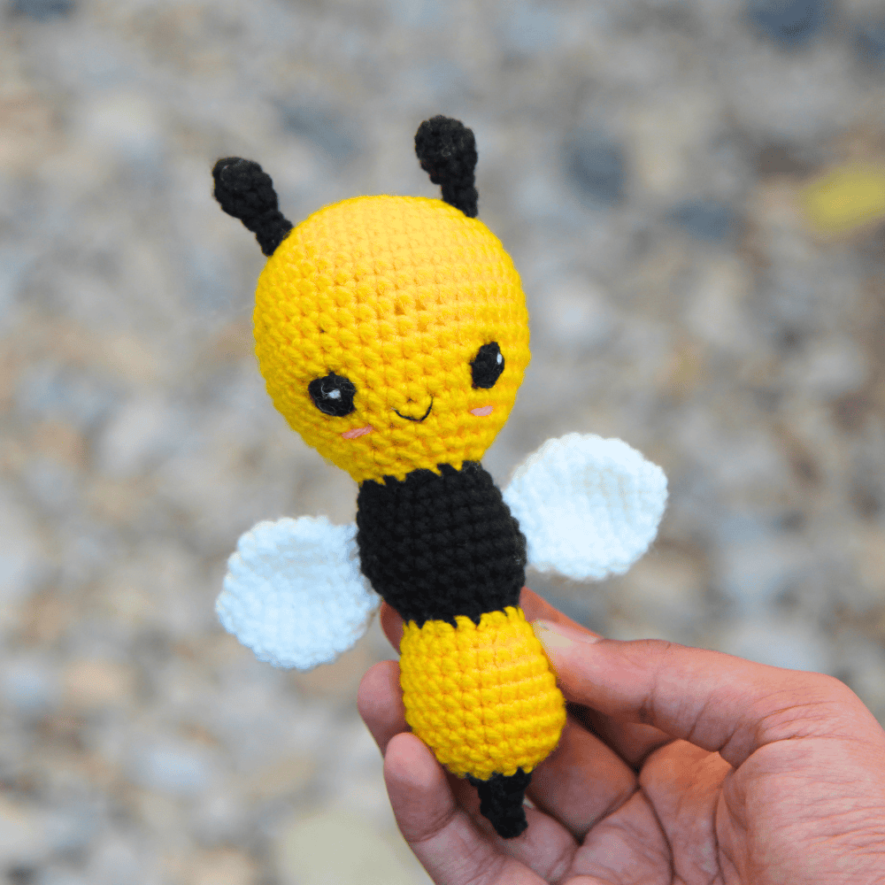 crochet bee baby rattle